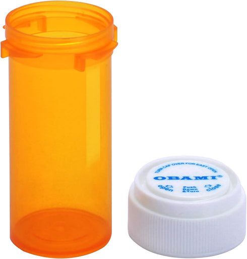 Plastic Empty Pill Bottles with Double Sided Use Caps - Child Resistant & Easy Open Medicine Container (8 Dram, 12pcs)
