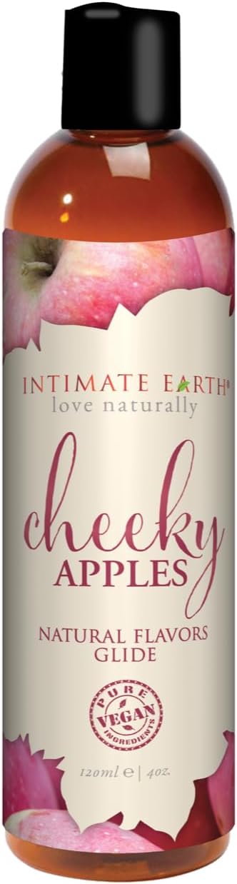 Intimate Earth Natural Flavor Pleasure Glide, 4 fl.oz (120 mL), Cheeky Apples