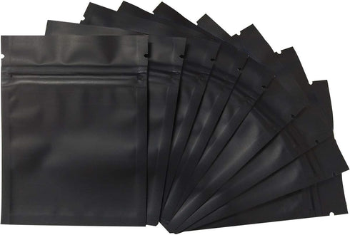 100 Pack Smell Proof Bags, 3 x 4 Inch Resealable Mylar Foil Pouch Bags in Matte Black