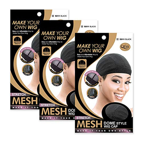 Qfitt Mesh Dome Style Wig Cap, 3 Pack, #5011
