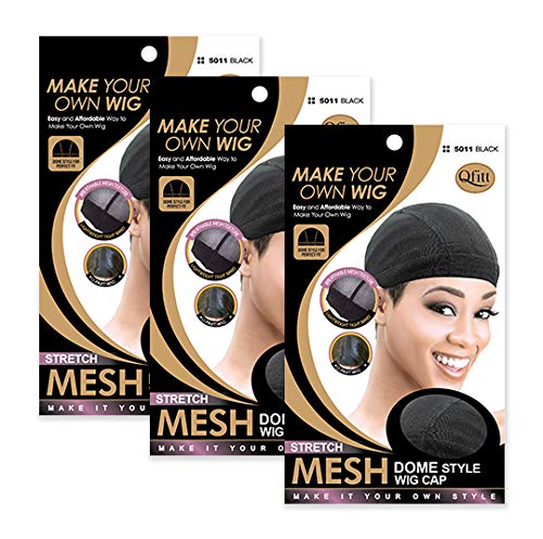 Qfitt Mesh Dome Style Wig Cap, 3 Pack, #5011