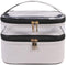 FITINI Double Layer Makeup Bags, Travel Storage Cosmetic Cases, Water-resistant Organizer for Women, Gray