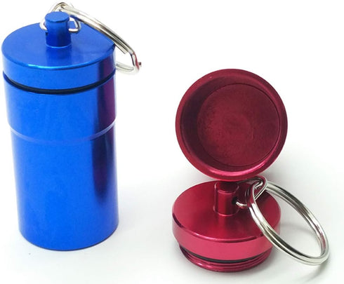 FAYALA Aluminum Waterproof Pill Case Bottle, 2 Packs Large Pill Box for Medicine, Metal Keychain Holder for Travel
