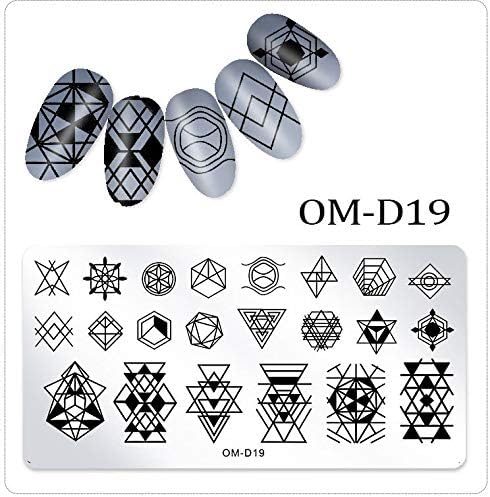 WOKOTO 5Pcs Nail Plates Stamping Set with Classic Geometric Stars Nail Art Kit
