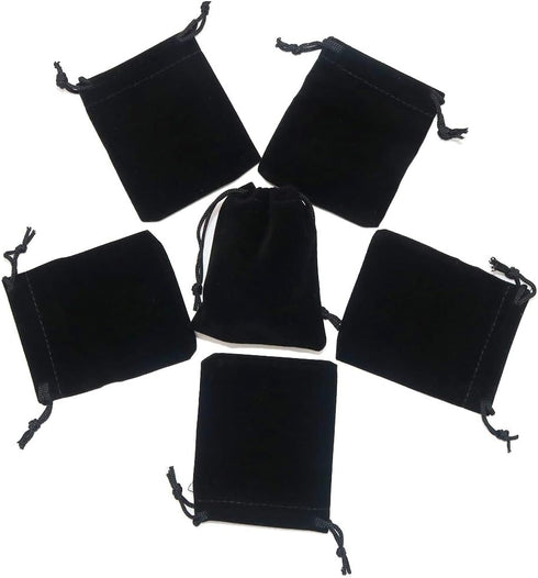 HRX Package Little Velvet Drawstring Pouches, 20pcs Black Velvet Bags for Jewelry Small Gift (3x4 inches)