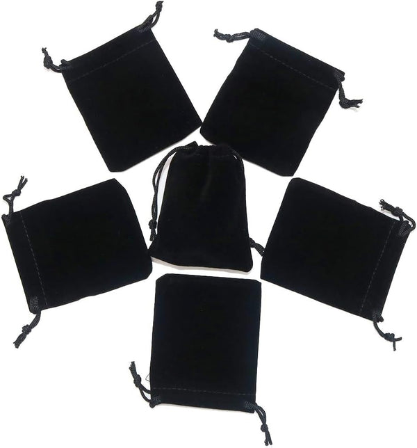 HRX Package Little Velvet Drawstring Pouches, 20pcs Black Velvet Bags for Jewelry Small Gift (3x4 inches)