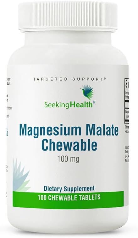 Seeking Health Magnesium Malate Chewable Tablet - 100 mg Dimagnesium Malate Supplement, 100 Lozenges