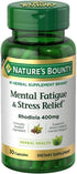 Nature's Bounty Mental Fatigue and Stress Relief, Rhodiola Supplement, 400 mg, 30 Count Capsules