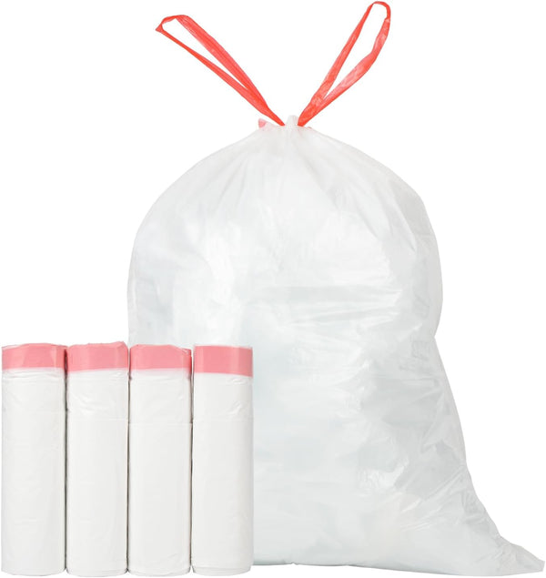 80 Count Ultra Thick Heavy Duty Plastic 15 Gallon Drawstring Trash Bags, White Leak Proof Garbage Bags