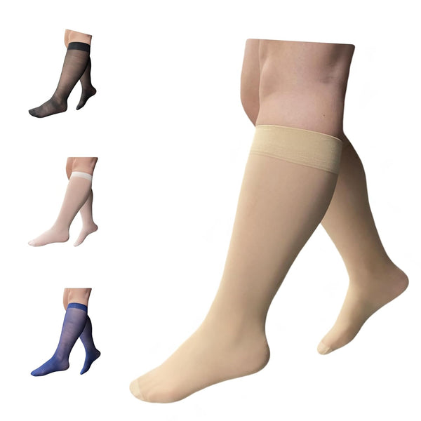 Ziperior 8-15 mmHg Sheer Compression Calf Shin Leg Ultra Thin Closed Toe Socks