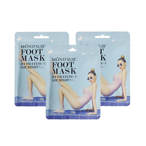MOND'SUB Moisturizing Hand & Foot Masks, 3 Glove & 3 Socks for Dry Hands and Cracked Heels with Argan Oil