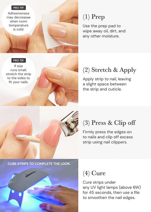 ohora Semi Cured Gel Nail Strips (N Afterglow), Works with Any Nail Lamps, Easy to Apply & Remove