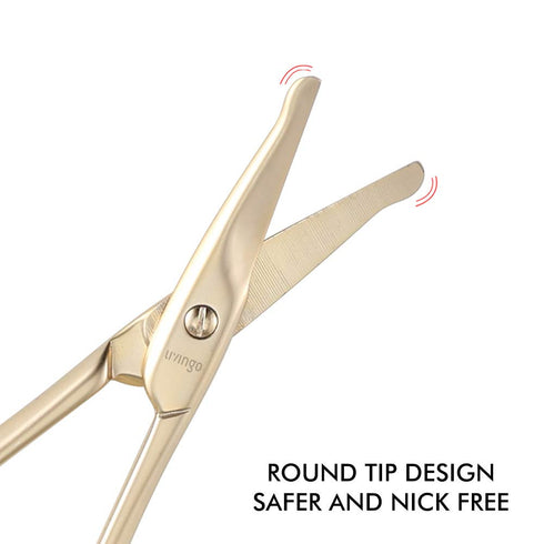 LIVINGO 3.75" Small Safety Facial Nose Hair Scissors, Curved Blade with Rounded Tip for Manicure and Eyebrow