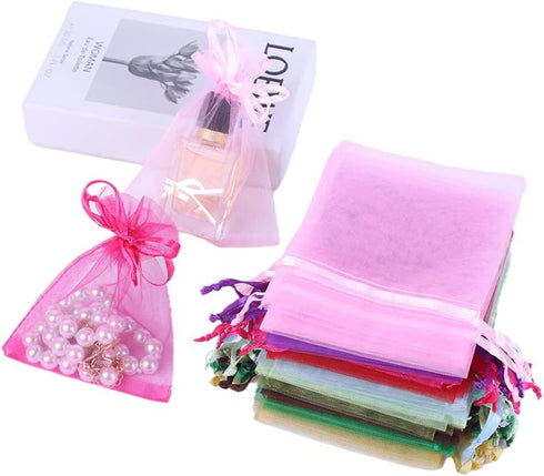 LYSXP Organza Bags 3×4 Inches, 100 Pcs Small Jewelry Favor Pouches for Christmas, Wedding, Birthday Party (Mixed Color)
