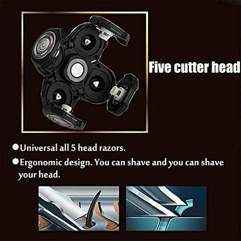Shaver Blade Heads for 5 Heads Razor - Electric Replacement Blades for Beard Cutter, Easy Install (Gold)
