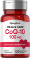 Piping Rock CoQ10 100mg Softgels | 120 Count | Enhanced Absorption with Black Pepper Extract | Non-GMO