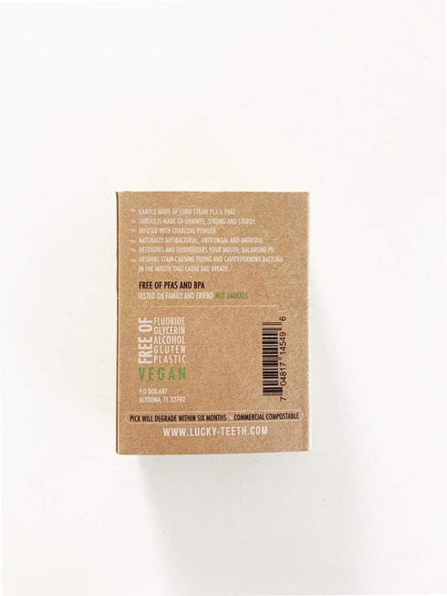 Improved Biodegradable Activated Charcoal Floss Picks, Plastic Free with Organic Peppermint Oil, Zero Waste - 50 Unit