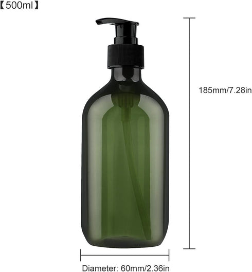 Yebeauty Pump Bottles, 17oz/500ml Liquid Soap Dispenser, Large Empty Plastic Refillable Containers, 2 Pack Green