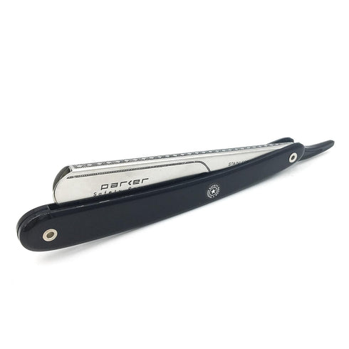 Parker PTB Professional Straight Razor with Replaceable Blades + 5 Parker Platinum Half Blades, All-Stainless-Steel