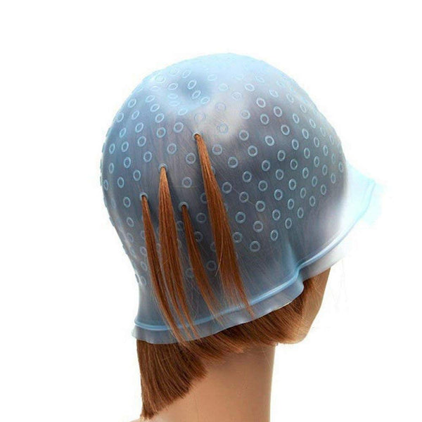 Highlighting Silicone Cap with Hook, Reusable Hair Dye Hat for Coloring Frosting Tipping with Metal Needle for Beauty