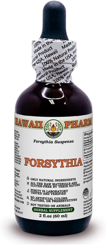 Forsythia Alcohol-Free Liquid Extract, Organic Forsythia (Forsythia Suspensa) Dried Fruit Glycerite, 2 oz