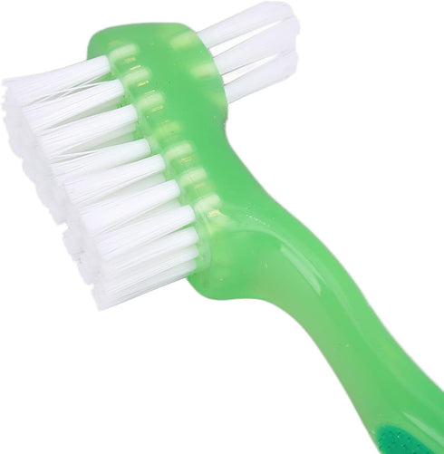5pcs Denture Brush Set - Brushes Double Bristle Head for Denture Care (Green)