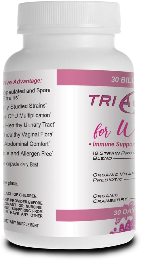 Triactive Biotics for Women - Probiotics with 18 Strains, Organic VitaFiber Prebiotic & Cranberry for Digestive Support