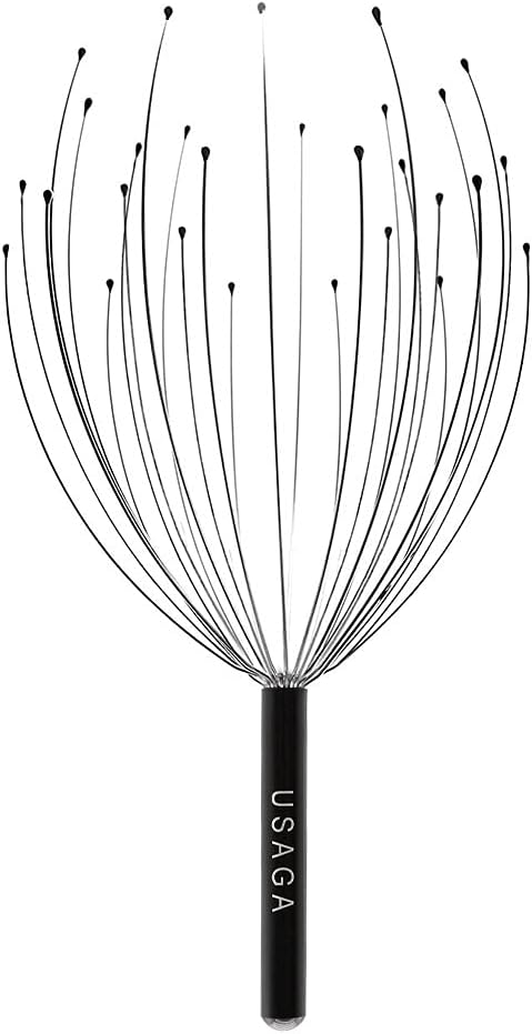 USAGA 28 Fingers Head Scratcher, Black Scalp Massager for Relaxing Head and Body