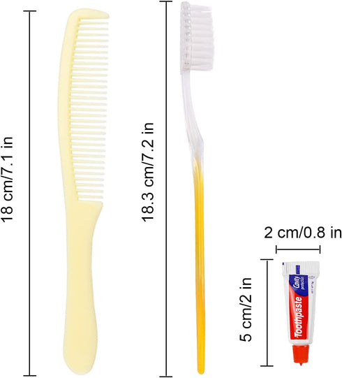 50 Pack Disposable Toothbrushes with Toothpaste and Comb, Individually Wrapped for Homeless, Suitable for Hotel, Air