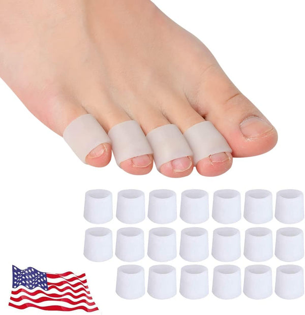 Toe Protectors for Women & Men, 20 Pcs Silicone Toe Sleeves for Pinky Toe Pain Relief, Gel Covers