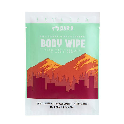 Bar-D Cleansing Face & Body Wipes for Women and Men, Biodegradable Shower Wipes with Tea Tree Oil & Aloe Vera (20 Count)