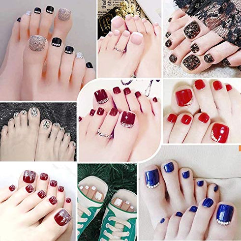 YIMART 100Pcs Fake Toenail Tips Set, Full Cover False Toe Nail Tips for DIY Salon Foot Manicure (Natural With Box)