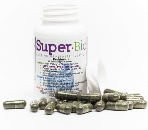 SuperBio Probiotic with Organic Spirulina, Supports Digestive Balance & Daily Wellness