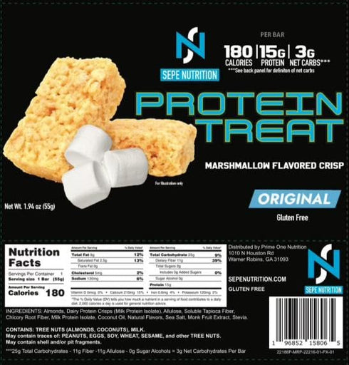 Sepe Nutrition Protein Treat - Marshmallow Flavored Crisp, 12 Count (1 Pack)