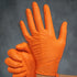 Adenna CAT456 Catch 9 mil Powder-Free Nitrile Gloves, Raised Grip, Orange, Large, Box of 100