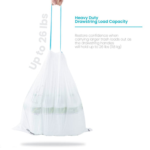 Home Zone Living 12 Gallon Kitchen Trash Bags with Drawstring Handles, Heavy Duty Custom Fit Design, 60 Count