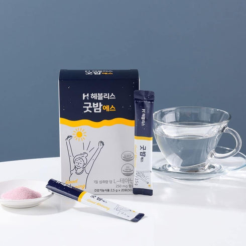 Heblis Good-Night S, 20 Sticks, Stress Relief Supplement, Sleep Supplement with GABA, L-Theanine, Magnesium