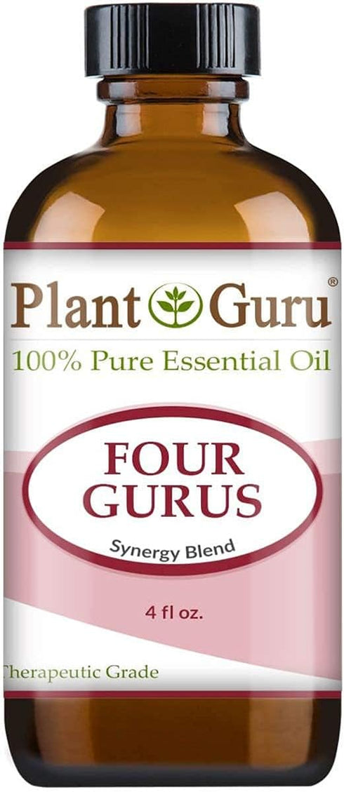 Four Gurus Essential Oil Blend, 4 oz Bulk, 100% Pure Natural Therapeutic Grade, Aromatherapy Diffuser