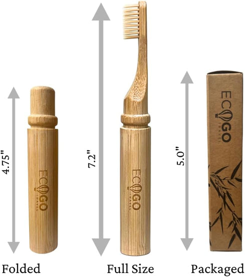 Foldable Bamboo Toothbrush with BPA-Free Soft Bristles, Eco-Friendly, Travel-Sized, Biodegradable Packaging