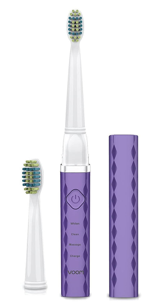 Voom Sonic Pro 3 Rechargeable Electric Toothbrush, Soft Dupont Nylon Bristles, 2-Minute Timer, Purple
