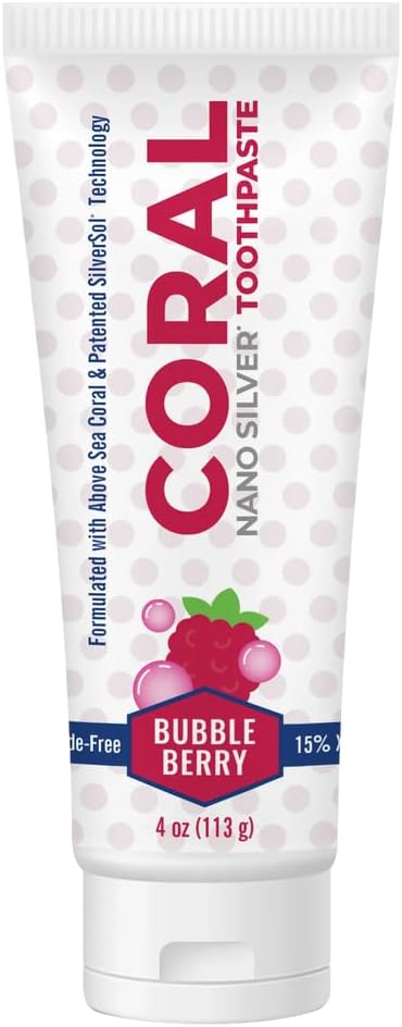 Coral Nano Silver Bubble Berry Kids Toothpaste - Natural Fluoride Free Teeth Whitening Toothpaste, 4 Ounces