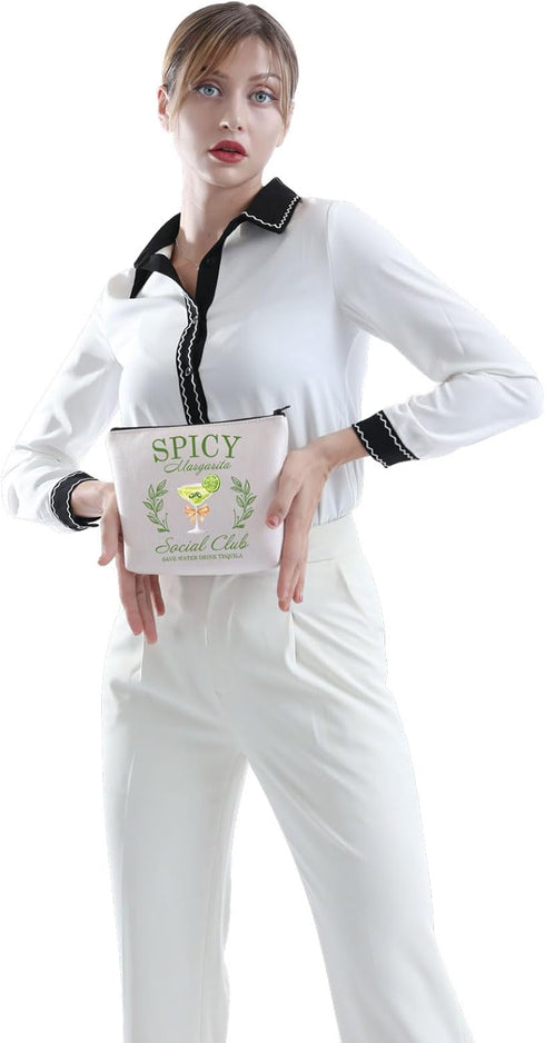 POFULL Margarita Social Club Tequila Gift, Spicy Margarita Cosmetic Bag for Girls Trip