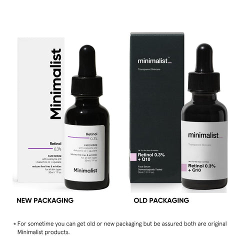 Minimalist 0.3% Retinol Serum with Bakuchiol Oil for Anti-Aging - Night Face Serum with Squalane and Coenzyme Q10