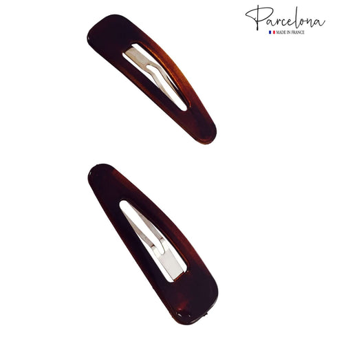 Parcelona French Mini Set of 4 Small Celluloid Acetate Snap Hair Clips, No Slip Fashion Durable Styling Accessories