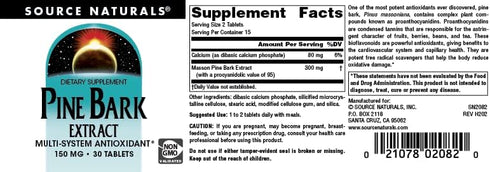 Source Naturals Pine Bark Extract, 150mg, 30 Tablets