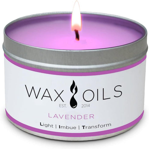 Wax and Oils Soy Wax Aromatherapy Scented Candles, Lavender, 8 Ounces, Single