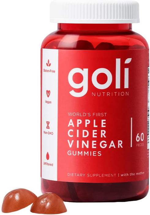 Goli Apple Cider Vinegar Gummy Vitamins - 60 Count, Vegan, Gluten-Free, Non-GMO, with Vitamin B12