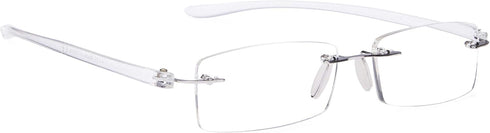 BLUELESS Rimless Small Reading Glasses for Men and Women (Transparent)