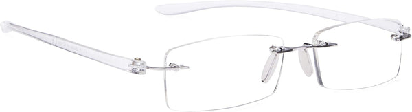 BLUELESS Rimless Small Reading Glasses for Men and Women (Transparent)