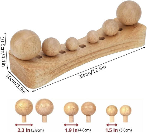 Ozgkee 6 Psoas Muscle Release Tool Wooden Body Massage Tool Trigger Point Wood Massager with Massage Heads
